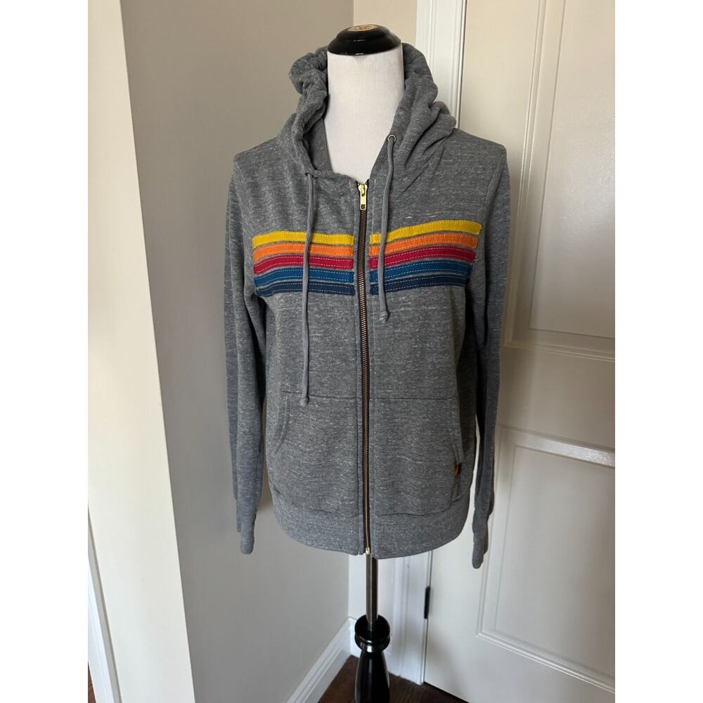 Aviator Nation Gray Zip Front Hoodie Sweatshirt SZ S EUC